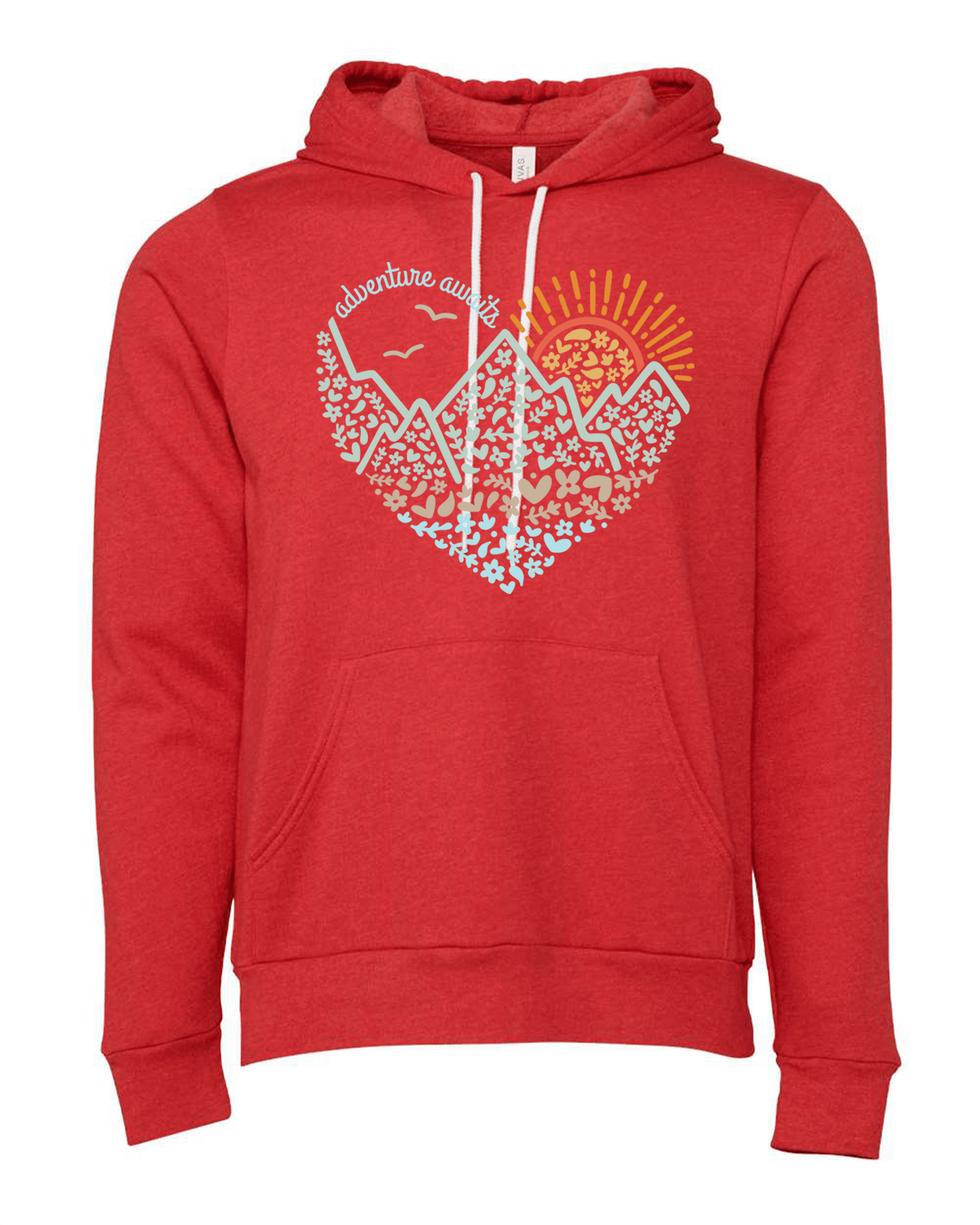 208 Supply Co Hoodie S / Heather Red Adventure Awaits Heart- Hoodie