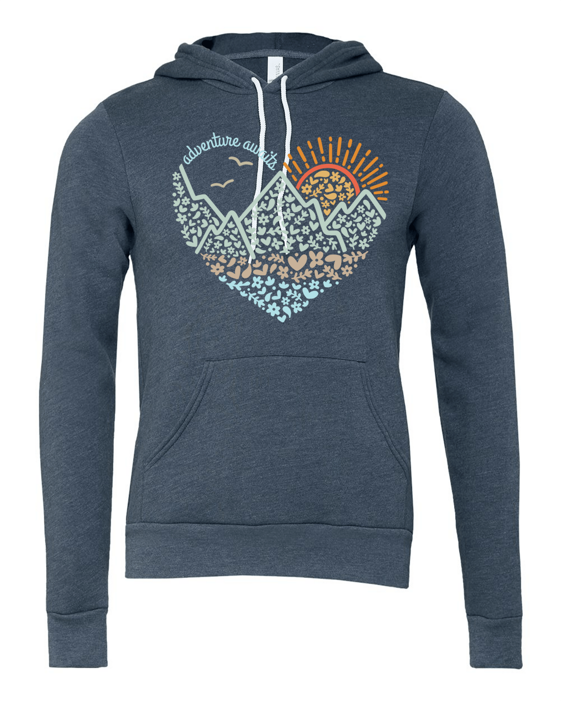 208 Supply Co Hoodie S / heather navy Adventure Awaits Heart- Hoodie