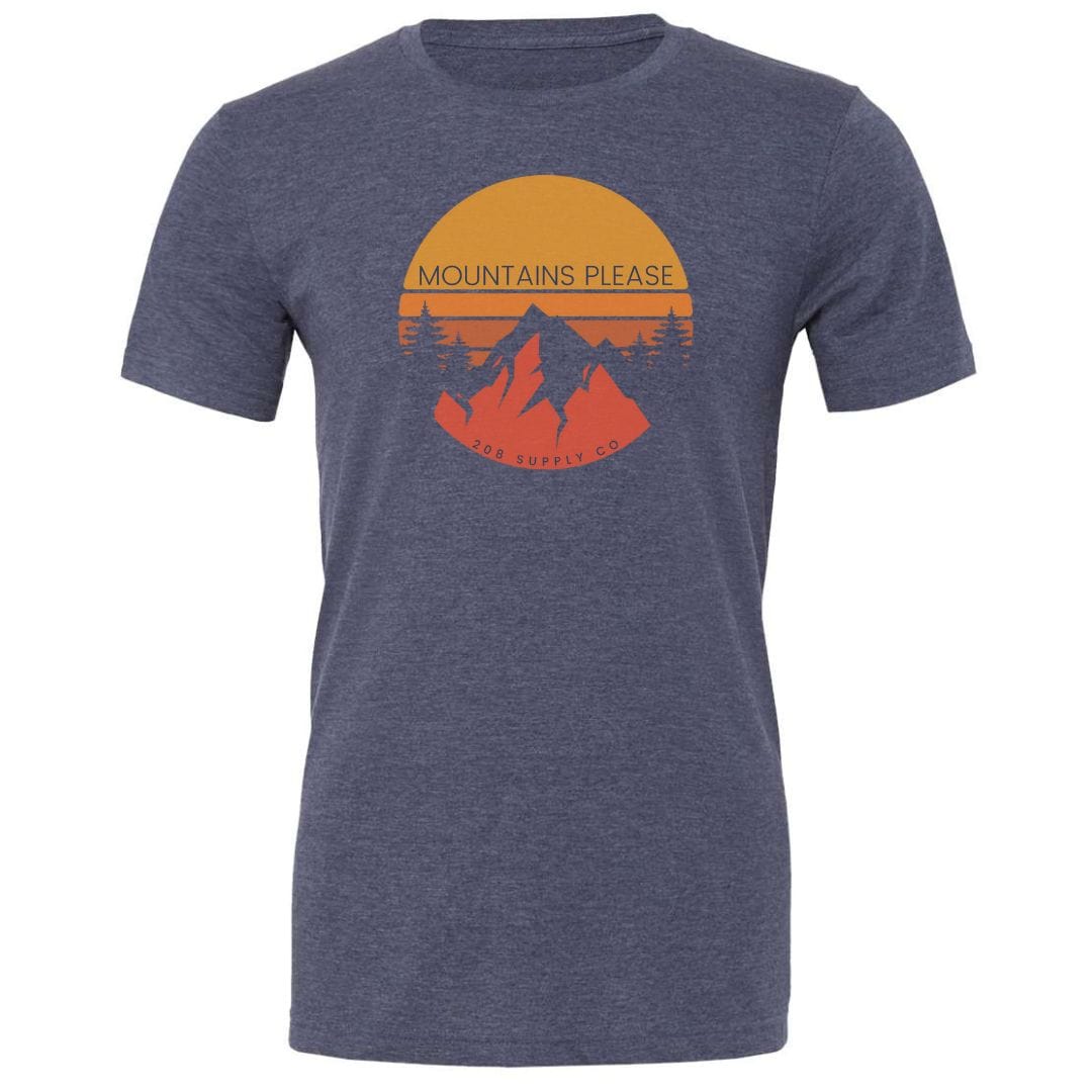208 Supply Co Small / Heather Navy Mountains Please Unisex Tee
