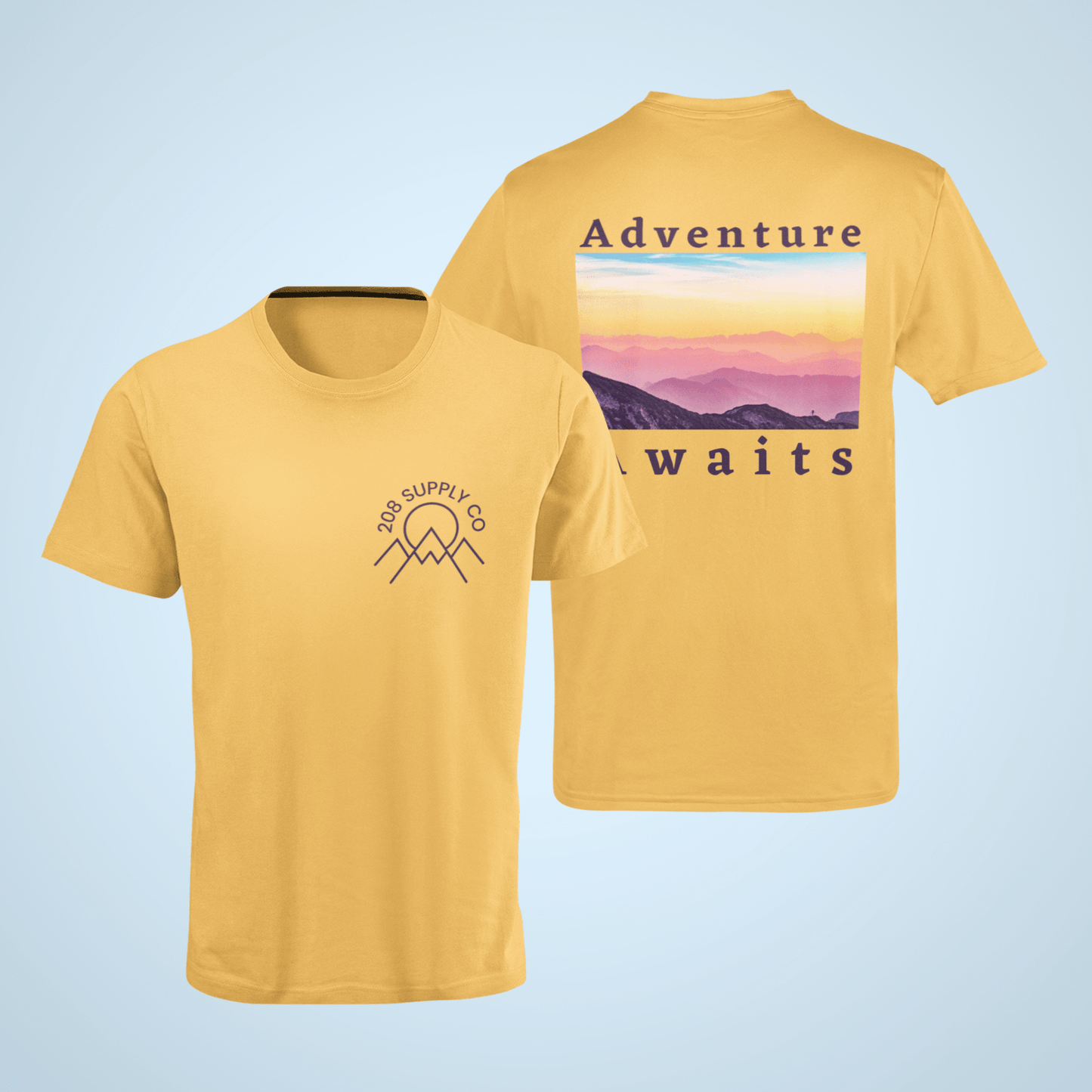 208 Supply Co Mustard / Small Adventure Awaits Unisex Tee