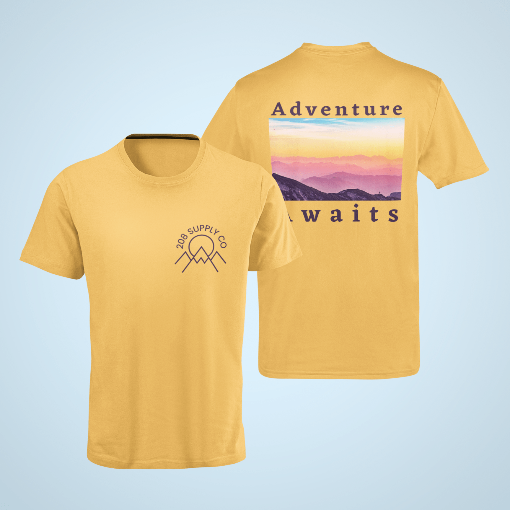 208 Supply Co Mustard / Small Adventure Awaits Unisex Tee