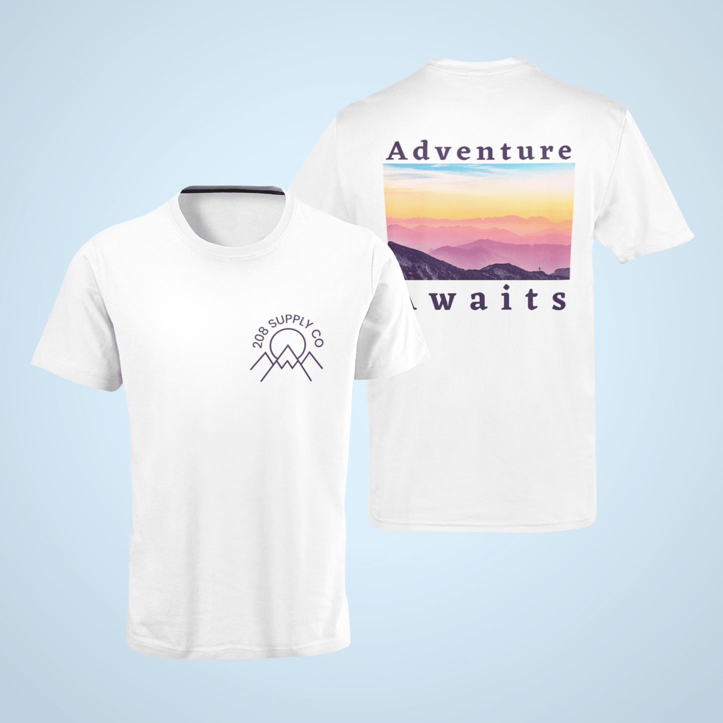 208 Supply Co White / Small Adventure Awaits Unisex Tee