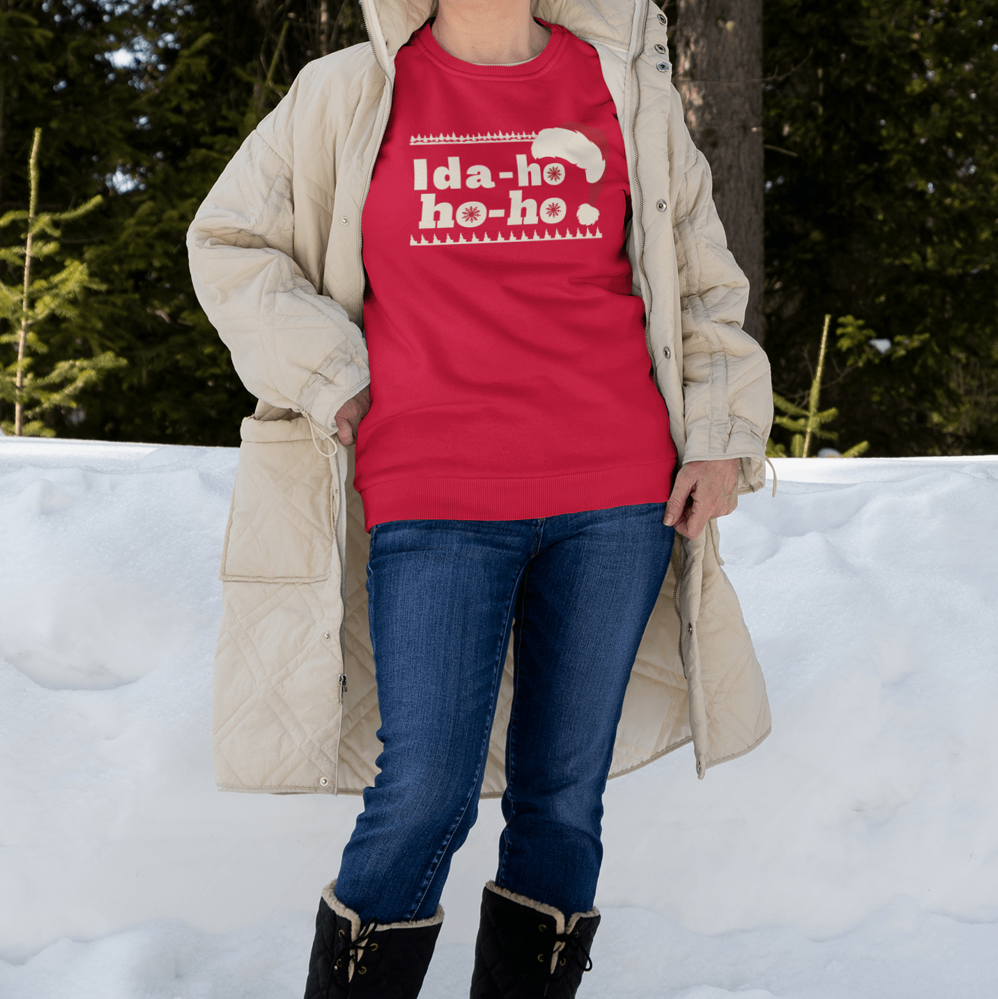 208 Supply Co crewneck sweatshirt Ida-Ho-Ho-Ho Unisex Crewneck Sweatshirt