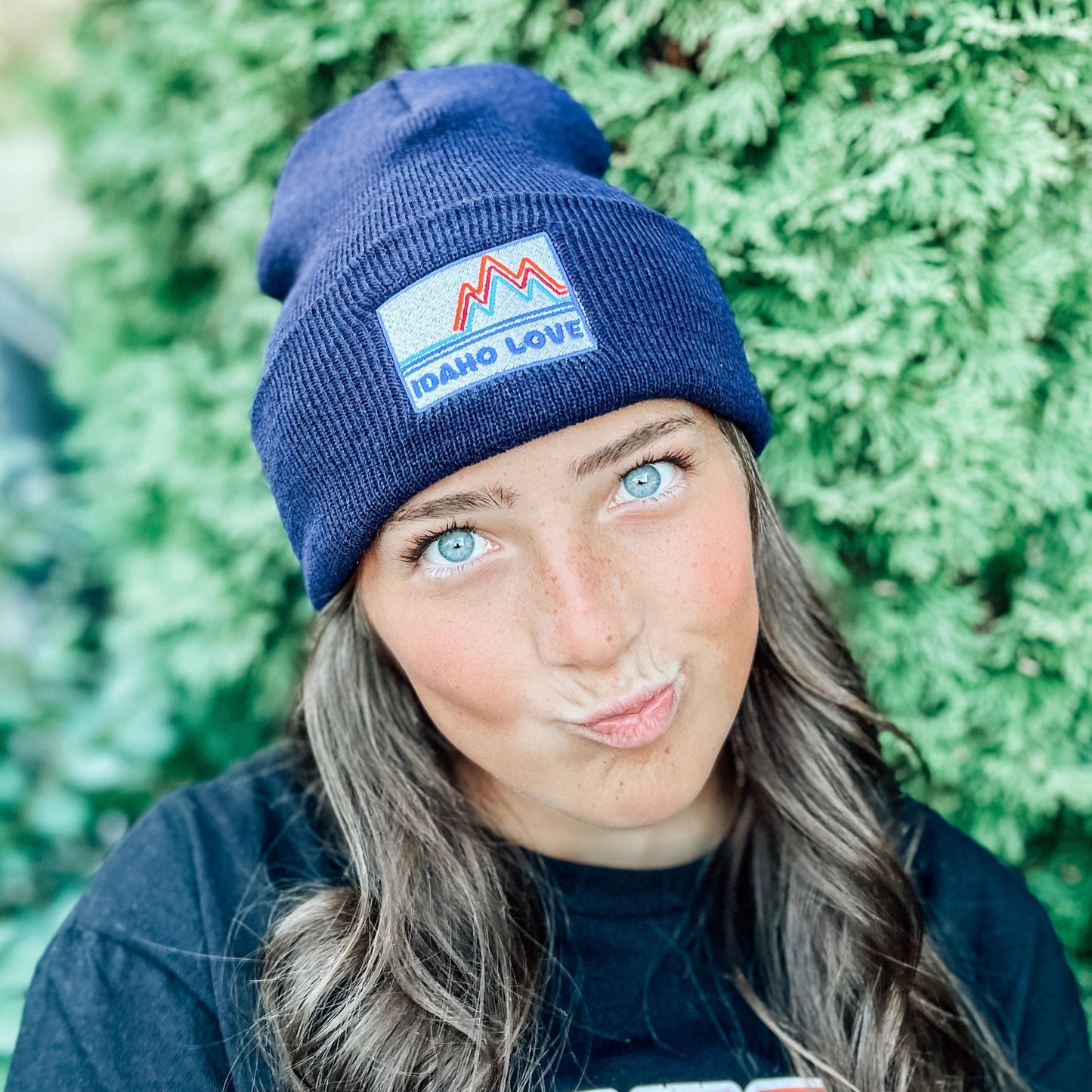 208 Supply Co Navy Idaho Mountain Love Beanie