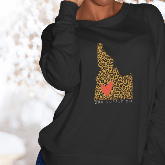 208 Supply Co Leopard Print Idaho Unisex Crewneck Sweatshirt