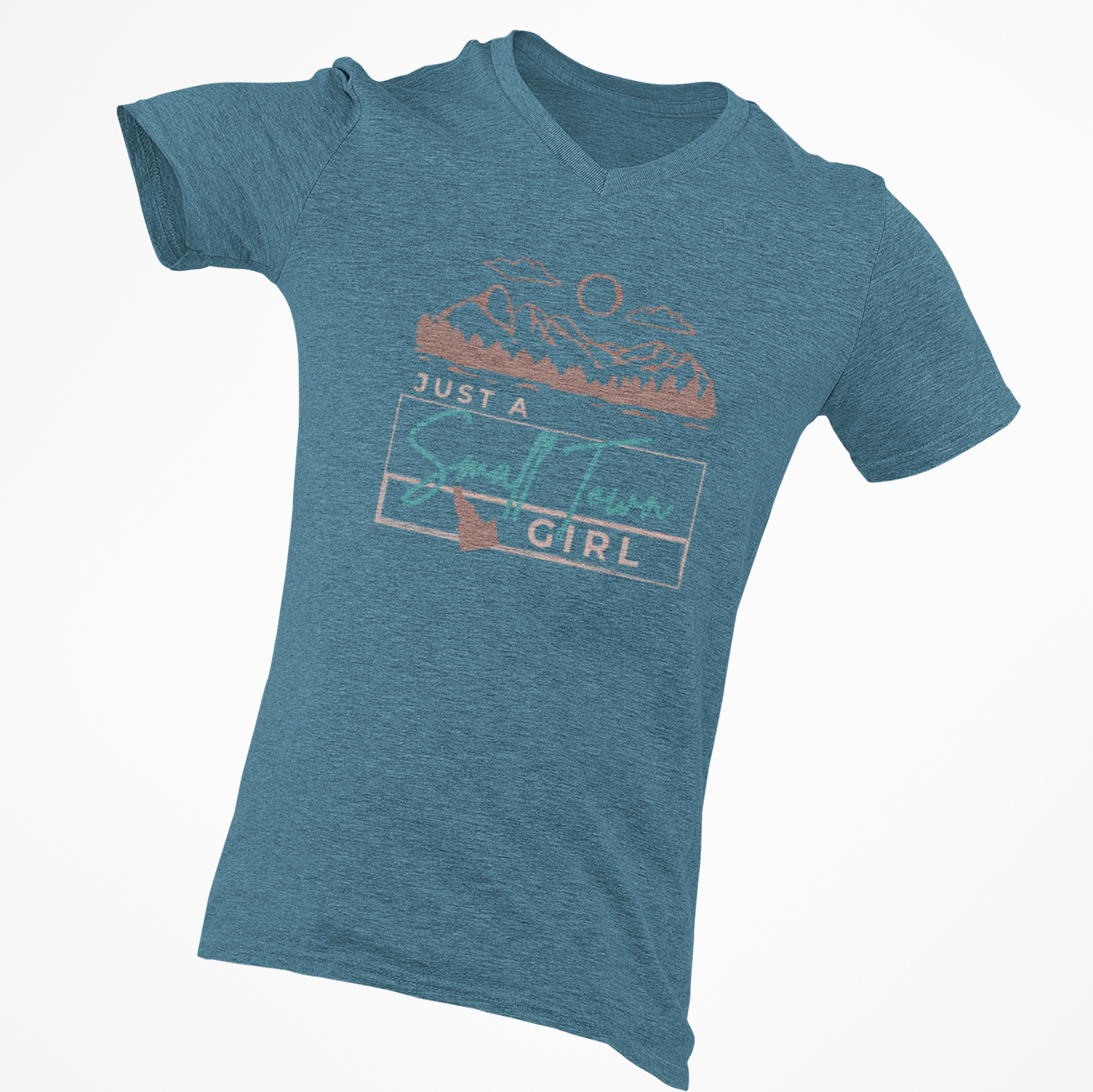 208 Supply Co Small / Heather DeepTeal Small Town Girl Unisex V-Neck Tee