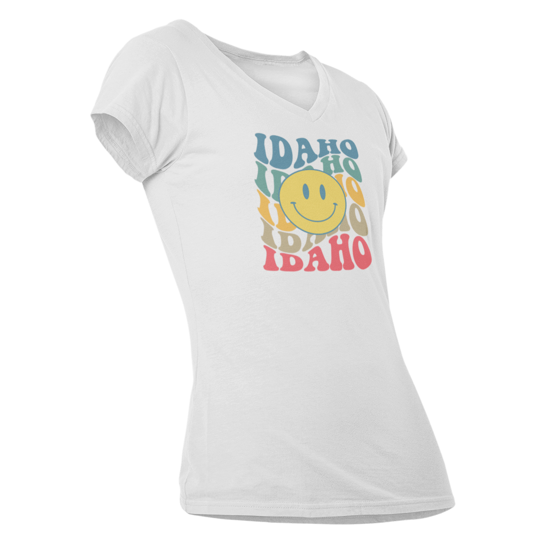 208 Supply Co Small / White Smiley Idaho Unisex V-Neck Tee