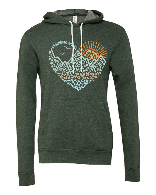 208 Supply Co Hoodie S / Heather Forest Adventure Awaits Heart- Hoodie