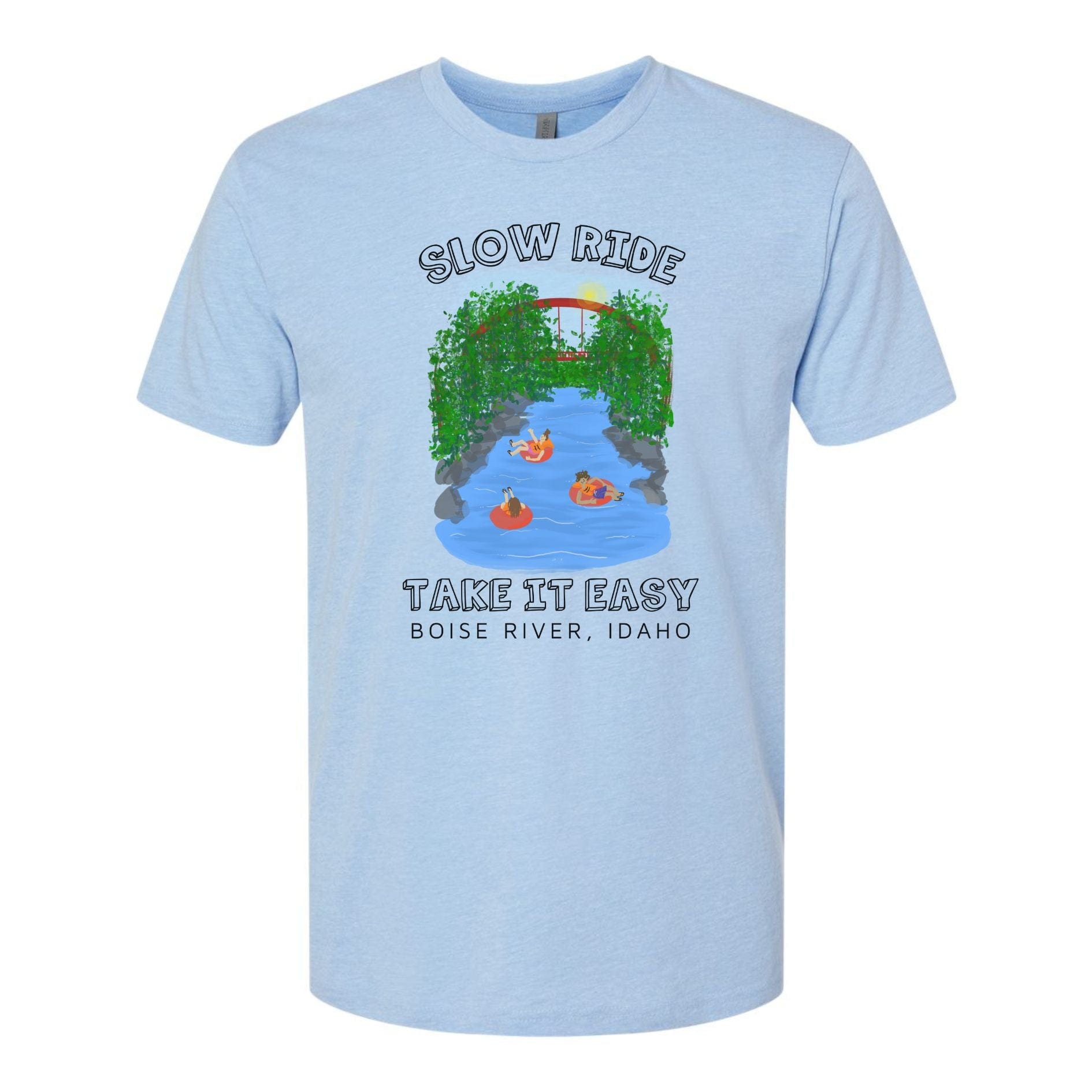 208 Supply Co T-shirt Small / Heather Columbia Blue Slow Ride Boise River Unisex T-Shirt
