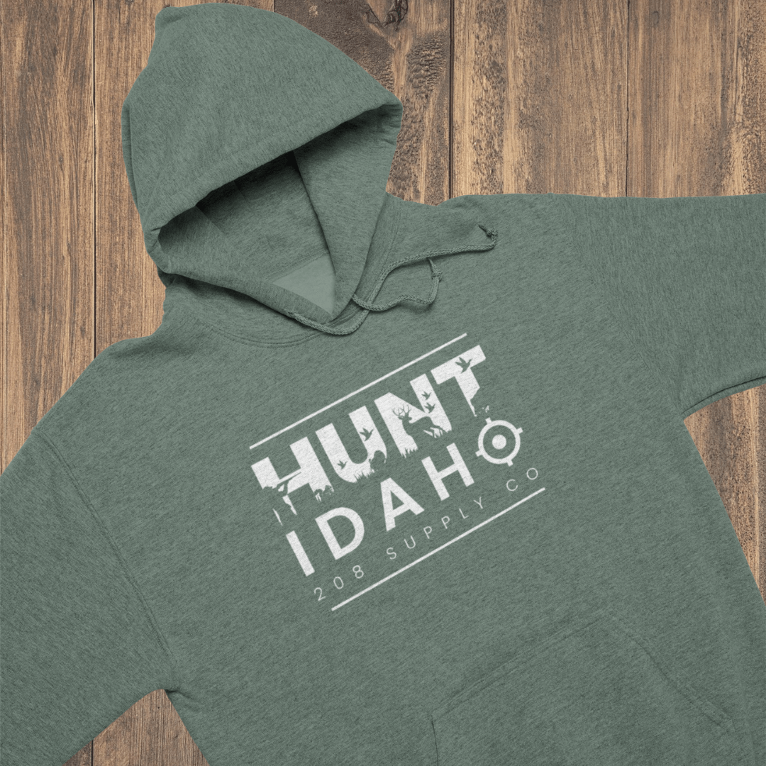 208 Supply Co Hoodies Small / Heather Forest Hunt Idaho Unisex Midweight Hoodie