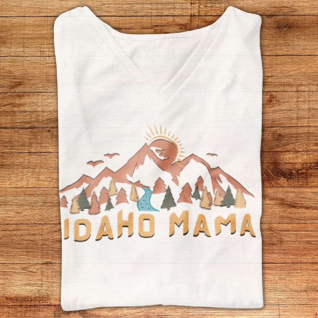 208 Supply Co V-Neck T-Shirt | Bella + Canvas 3005 Small / White Idaho Mountain Mama Unisex V-Neck