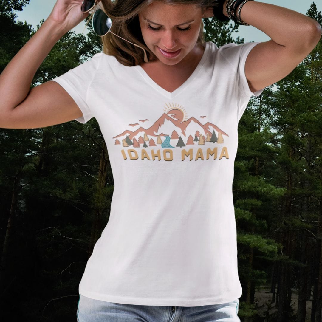 208 Supply Co V-Neck T-Shirt | Bella + Canvas 3005 Idaho Mountain Mama Unisex V-Neck